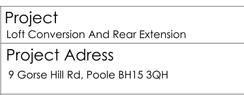Title block of drawing P004, Existing Elevations, submitted with the same application. Project: Loft Conversion And Rear Extension. Project address: 9 Gorse Hill Rd, Poole BH15 3QH.